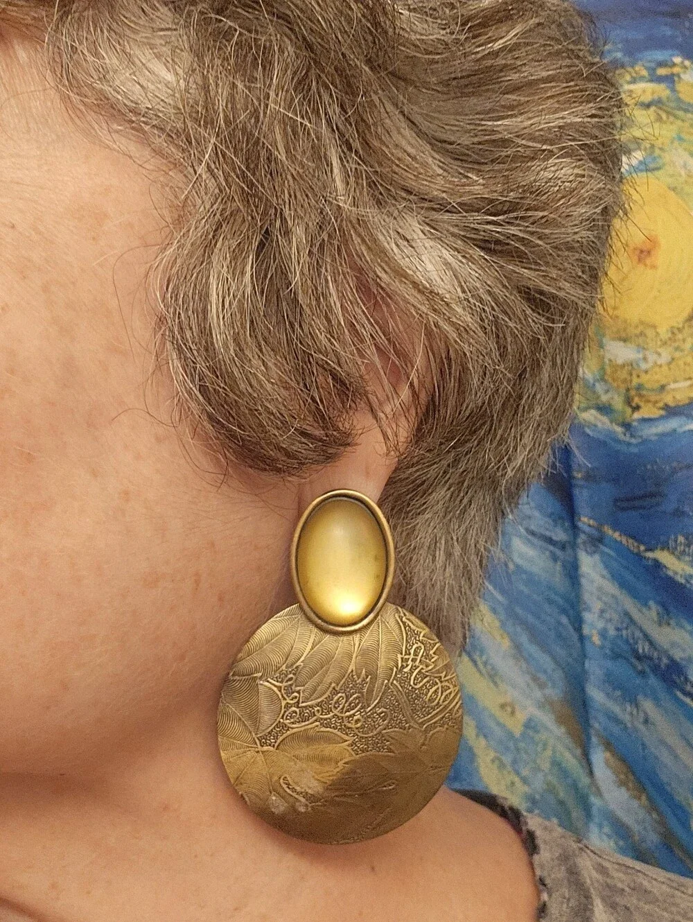 Cabochon Posts Large Door Knocker Earrings 2